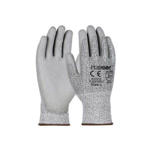 Pip PosiGrip Seamless Knit HPPE Blended Glove Polyurethane Coated Flat Grip, 3XL, Salt & Pepper, 12pk 720DGU/3XL - main